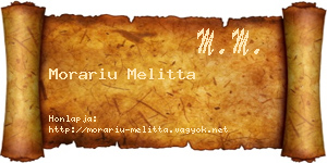 Morariu Melitta névjegykártya